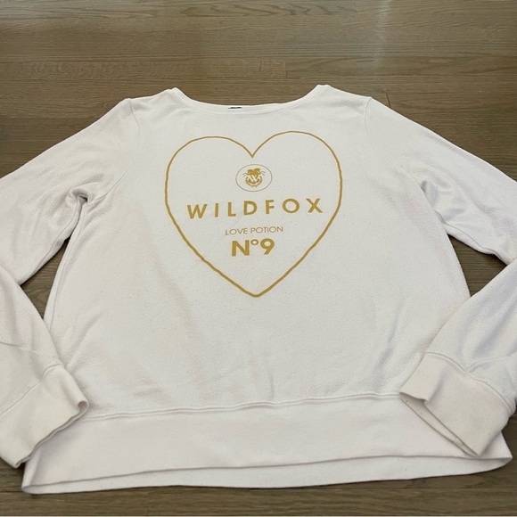 Wildfox Sweater Love Potion No 9 White and Gold Pullover Oversized Sweater Small - Picture 7 of 8